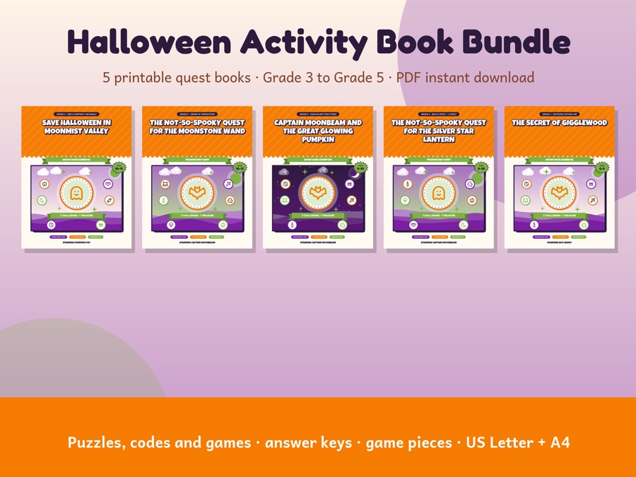A bundle mock-up of five Halloween books.